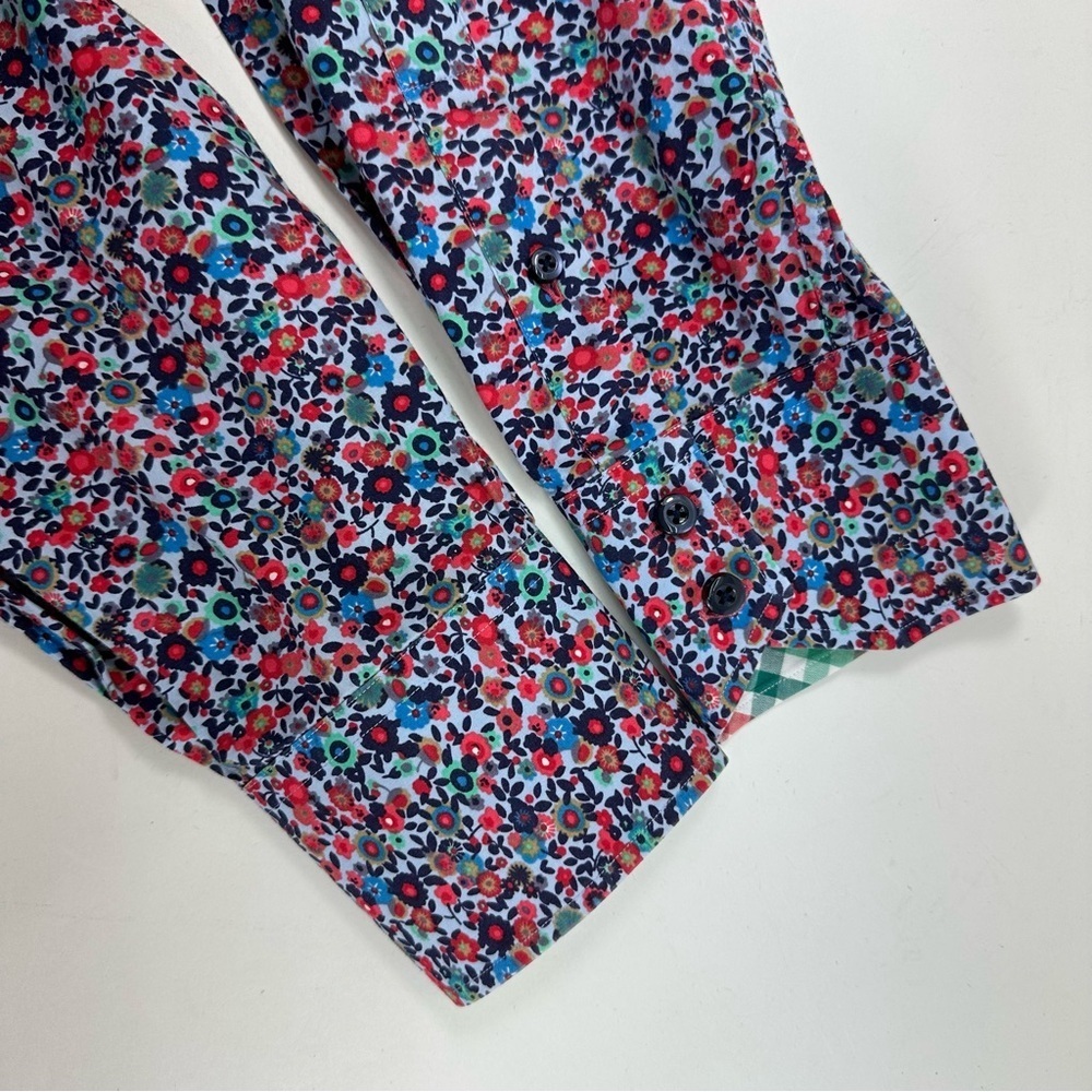 Thomas Dean Multicolored Floral Dress Shirt Mens 2XLT Tall Flip Cuff Long Sleeve - Picture 7 of 8
